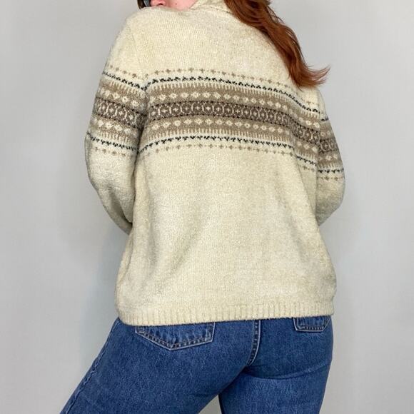 Vintage Y2K Size XL Croft & Barrow Neutral Tan Oversized Fuzzy Cowl Neck Sweater - Picture 4 of 12